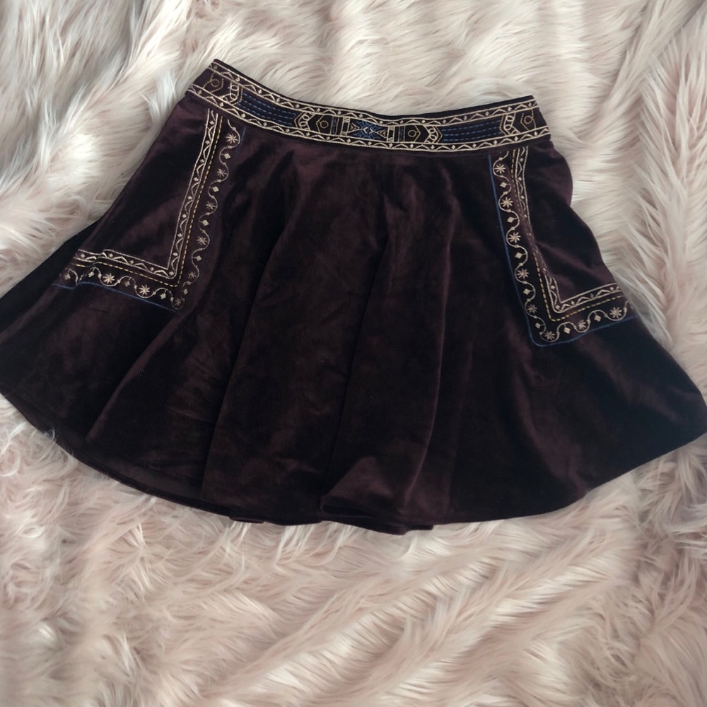 Suede Skirt with Aztec Accents